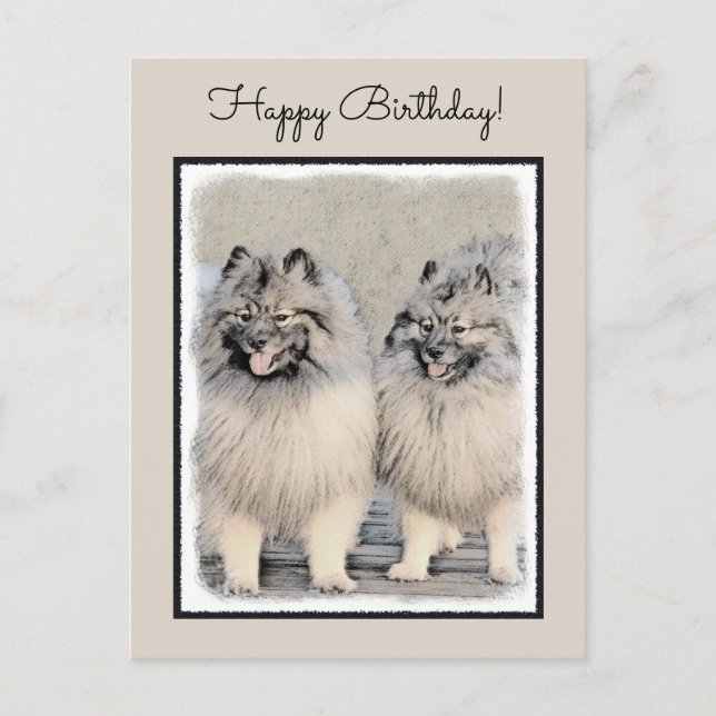 Postal Pintura de Keeshond Brothers - Arte Perro Original (Anverso)