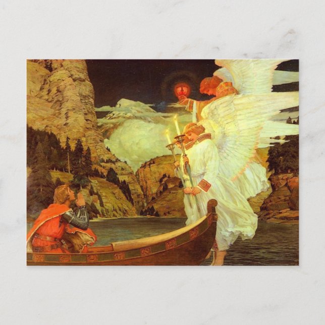 Postal Pintura de Knight Holy Grail Angels (Anverso)
