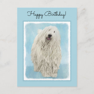 Postal Pintura de Komondor - Arte de perro original lindo
