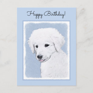 Postal Pintura de Kuvasz - Arte de perro original lindo