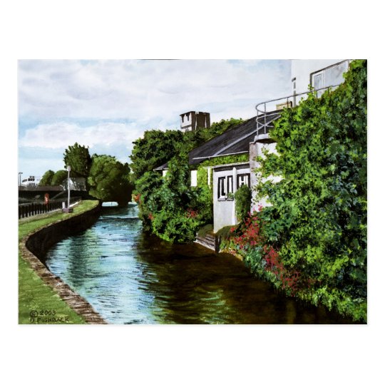 Postal Pintura de la acuarela de Irlanda de la ciudad de