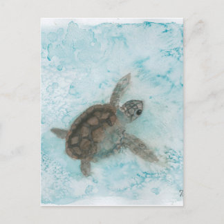Postal Pintura de la acuarela de la tortuga