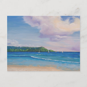 Postal Pintura de la Bahía de Hanalei en las Islas Hawaia