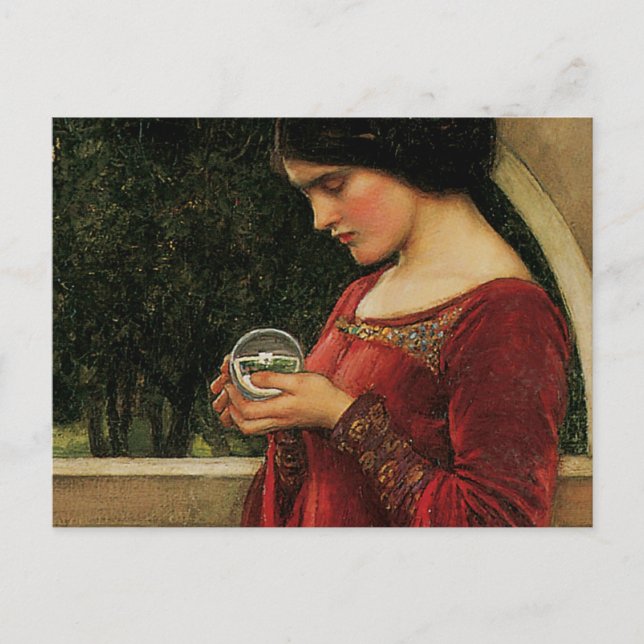 Postal Pintura de la casa de agua de Crystal Ball Woman (Anverso)