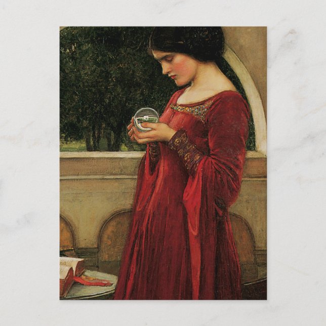 Postal Pintura de la casa de agua de Crystal Ball Woman (Anverso)
