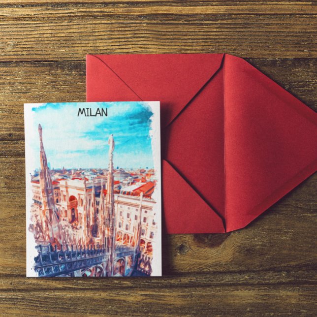Postal Pintura de la Catedral de Milán Italia (beautiful milan italy postcard)