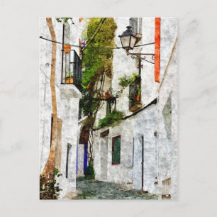 Postal Pintura de la ciudad de Cadaqués en España, viaje