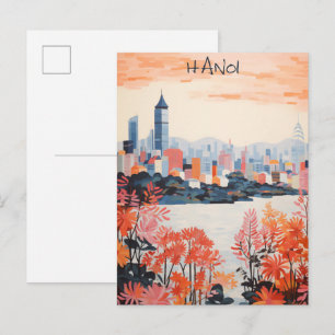 Postal Pintura de la ciudad de viaje de Hanoi Vietnam Est