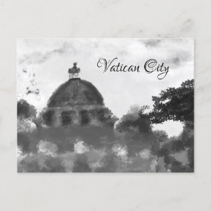 Postal Pintura de la Ciudad del Vaticano vieja, blanca y 