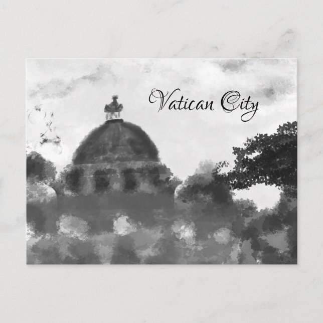 Postal Pintura de la Ciudad del Vaticano vieja, blanca y  (Anverso)