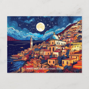 Postal Pintura de la costa de Positano Amalfi Italia Viaj