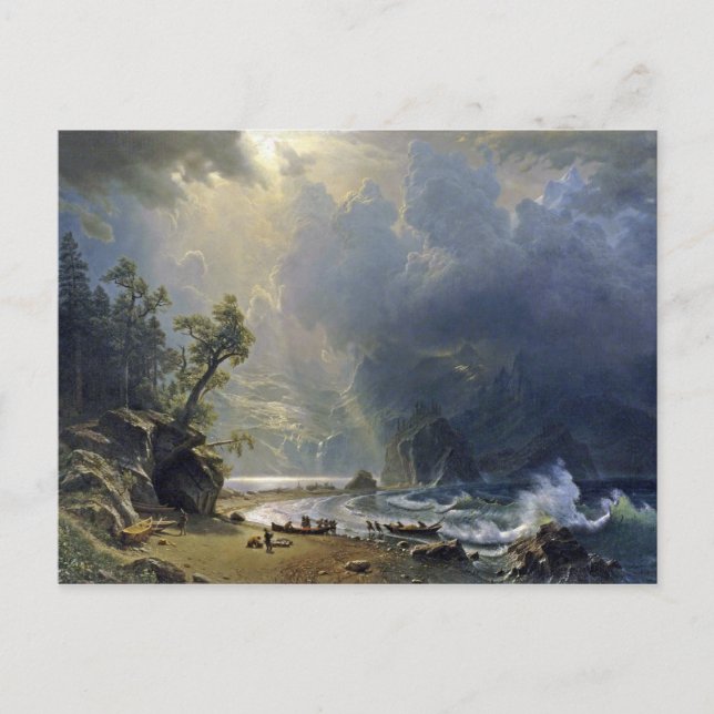 Postal Pintura de la Costa del Pacífico Bierstadt Puget S (Anverso)