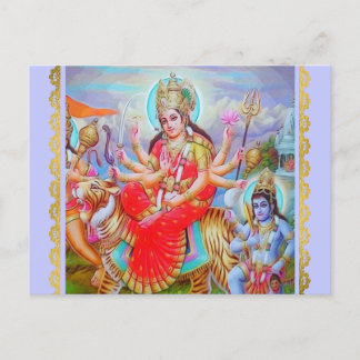 Postal Pintura de la diosa Durga Ji