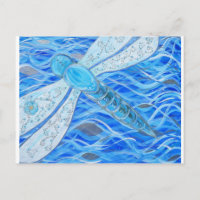 Pintura de la libélula azul y plateada