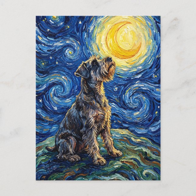 Postal Pintura de la noche estrellada de Schnauzer (Anverso)