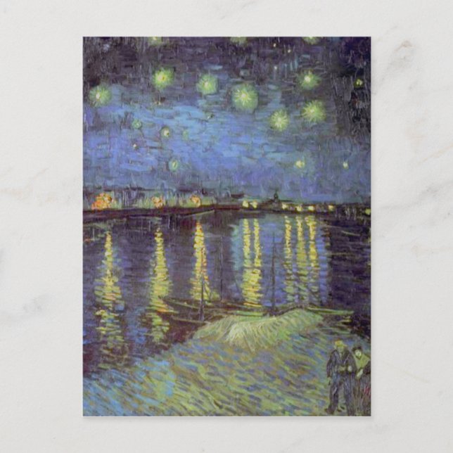 Postal Pintura de la noche estrellada de Van Gogh (Anverso)