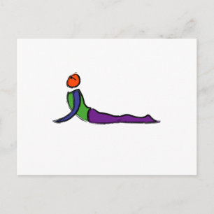 Postal Pintura de la pose de yoga cobra.
