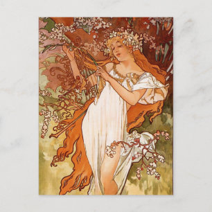 Postal Pintura de la primavera de Nouveau del arte de