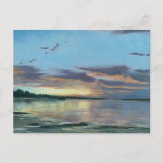 Postal Pintura de la puesta de sol en la playa de Oregón