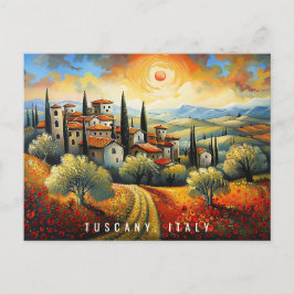 Postal Pintura de la puesta de sol en la Toscana | Viajes