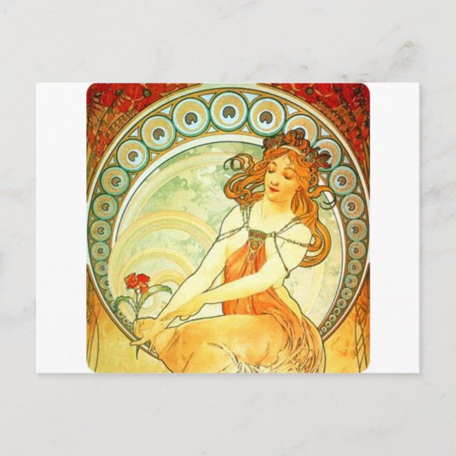 Postal Pintura. De la serie de arte de Mucha (Anverso)
