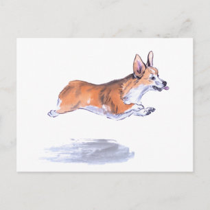 Postal Pintura de la sumie de vuelo de Corgi