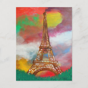 Postal Pintura de la Torre Eiffel