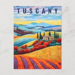 Postal Pintura de la Toscana al atardecer | Viajes a Ital