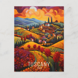 Postal Pintura de la Toscana en otoño | Viajes a Italia |