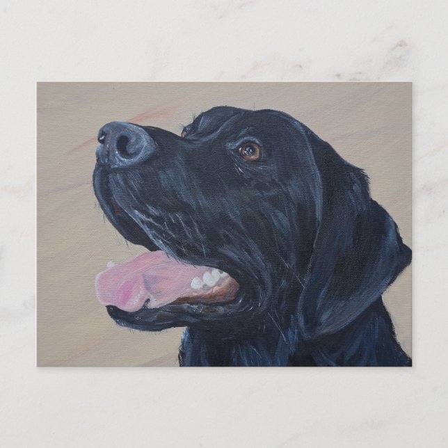 Postal Pintura de Labrador Negro (Anverso)