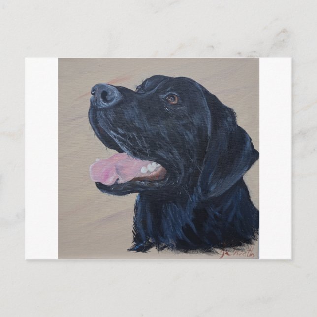 Postal Pintura de Labrador Negro (Anverso)