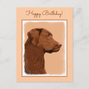 Postal Pintura de Labrador Recuperador (Chocolate) - Arte