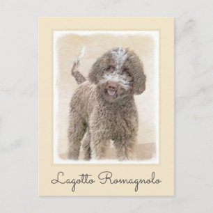 Postal Pintura de Lagotto Romagnolo - Arte de perro origi