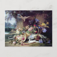 Pintura de las flores de pájaros de palomas blanca