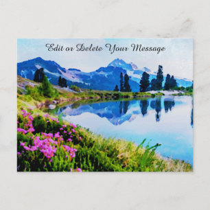 Postal *~* Pintura de las flores del lago Ap19 Montañas A