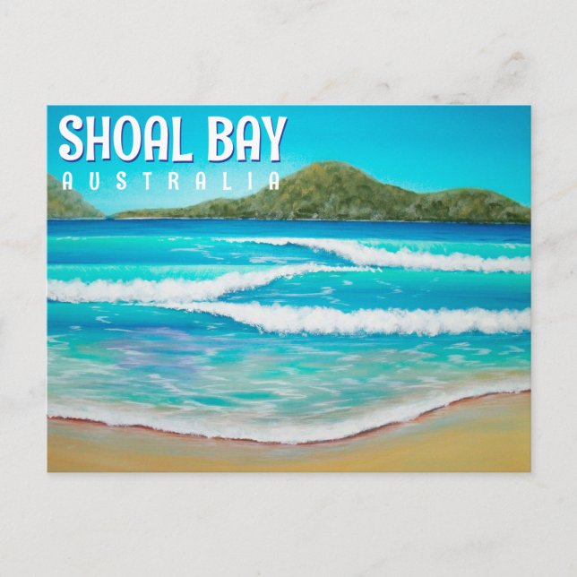Postal Pintura de las olas azules de Shoal Bay Australia  (Anverso)