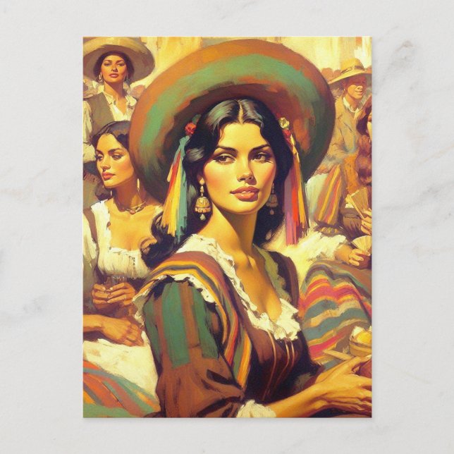 Postal Pintura de latinas vintage (Anverso)