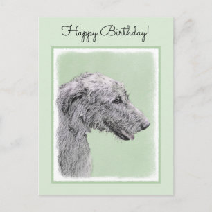 Postal Pintura de lobo irlandesa - Arte de perro original