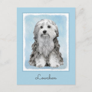 Postal Pintura de Lowchen - Arte de perro original muy li