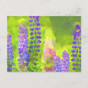 Postal Pintura de Lupine - Arte original de las flores