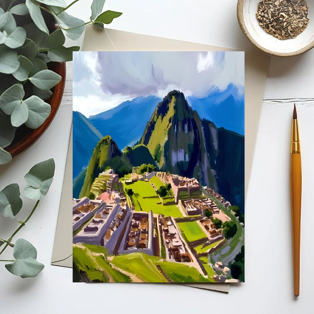 Postal Pintura de Machu Picchu Perú (Subido por el creador)