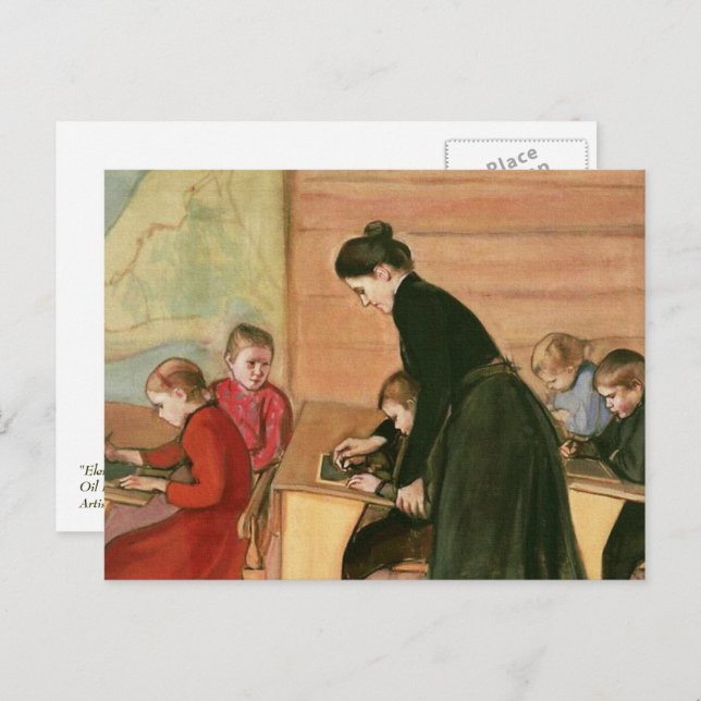Postal Pintura de maestros y estudiantes (Anverso / Reverso)