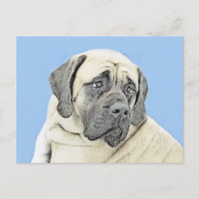 Postal Pintura de malvado inglés (Fawn) - Arte de perro o (Anverso)