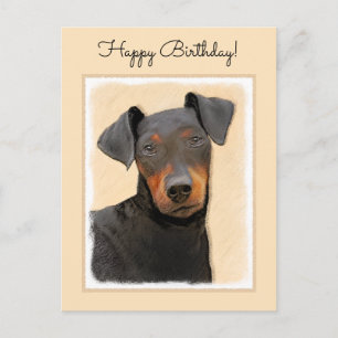 Postal Pintura de Manchester Terrier Arte Animal Original