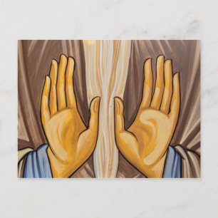 Postal Pintura de manos en una iglesia