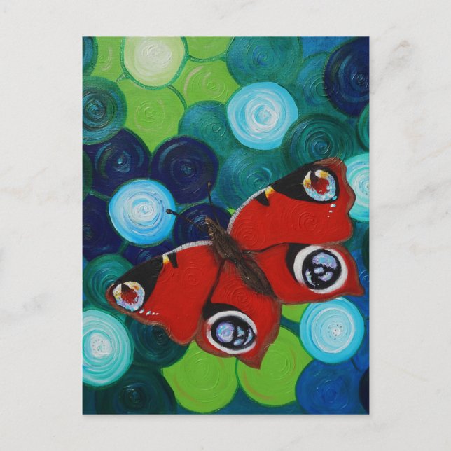 Postal Pintura de mariposa pavo (Anverso)