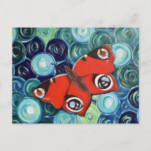 Postal Pintura de Mariposa Pavo Real Reelaborada