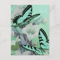 PINTURA DE MARIPOSAS DE VINTAJE: ELEGANTE AQUA