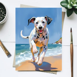 Postal Pintura de Mascota Acuarela de Perro Dálmata en la