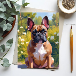 Postal Pintura de mascota de Bulldog Francés Arte de perr